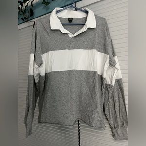Grey and White Collared Shirt